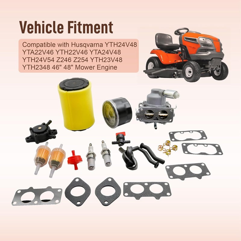 ECOMARK Carburetor Carb Tractor Mower Fit for Husqvarna YTH24V48 YTA22V46 YTH22V46 YTA24V48 YTH24V54 Z246 Z254 YTH23V48 YTH2348 46" 48" Mower Engine - Image 3